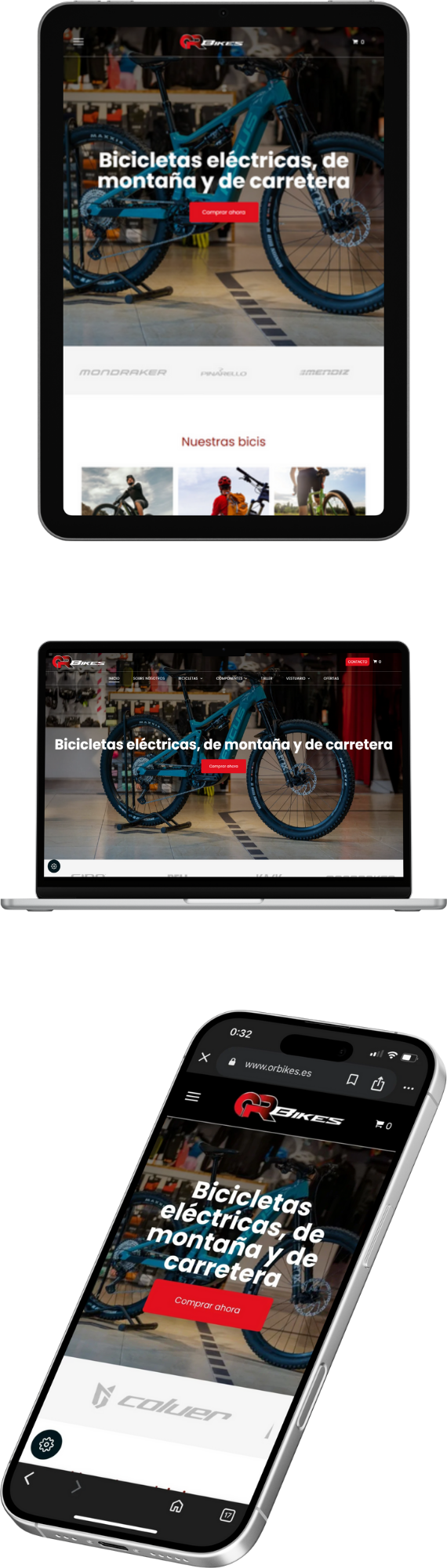 mock up orbikes web movil
