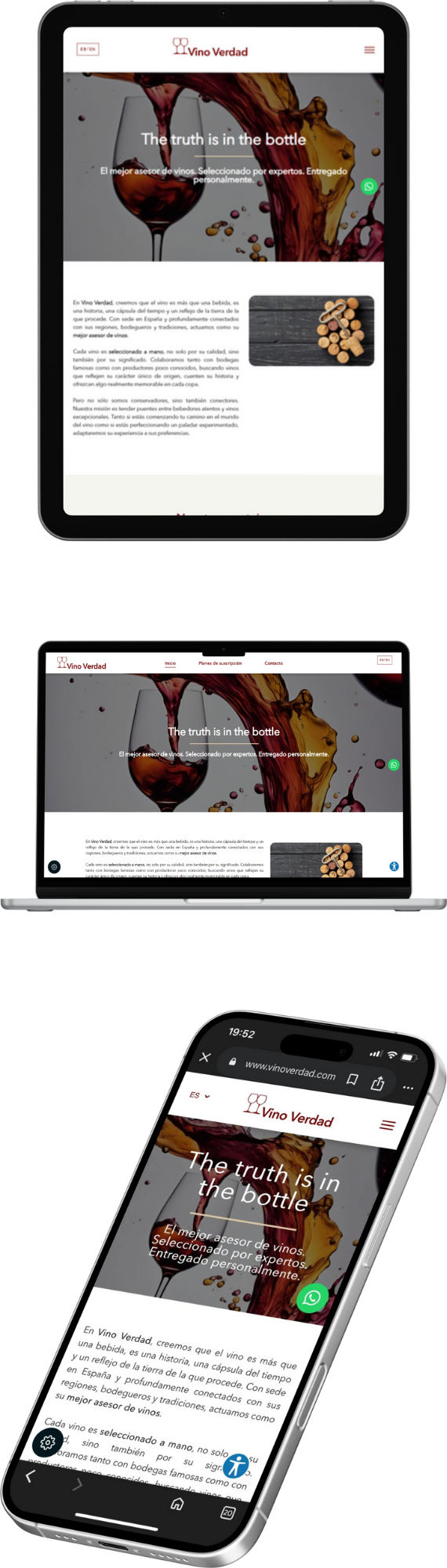 mock up vinoverdad web movil